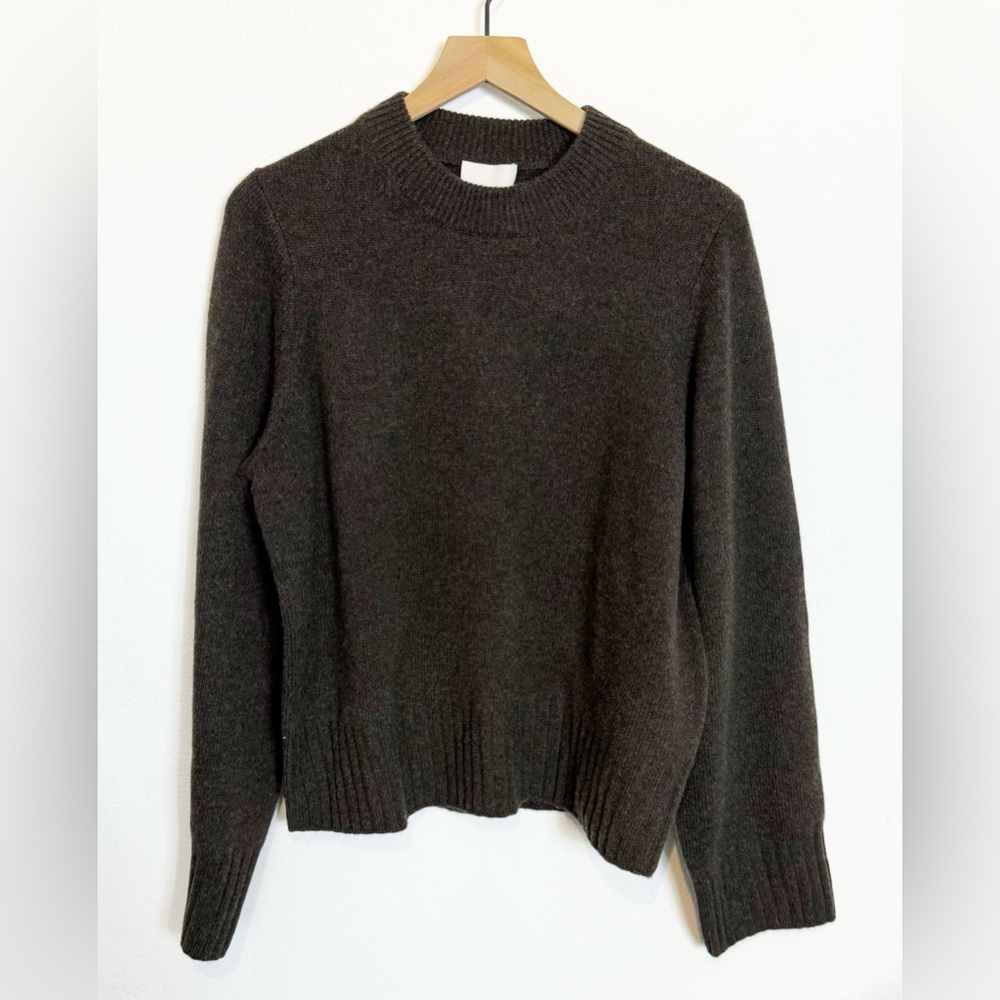 Reformation Women’s Large Calloway Regenerative Wool Crew Espresso Brown $178
